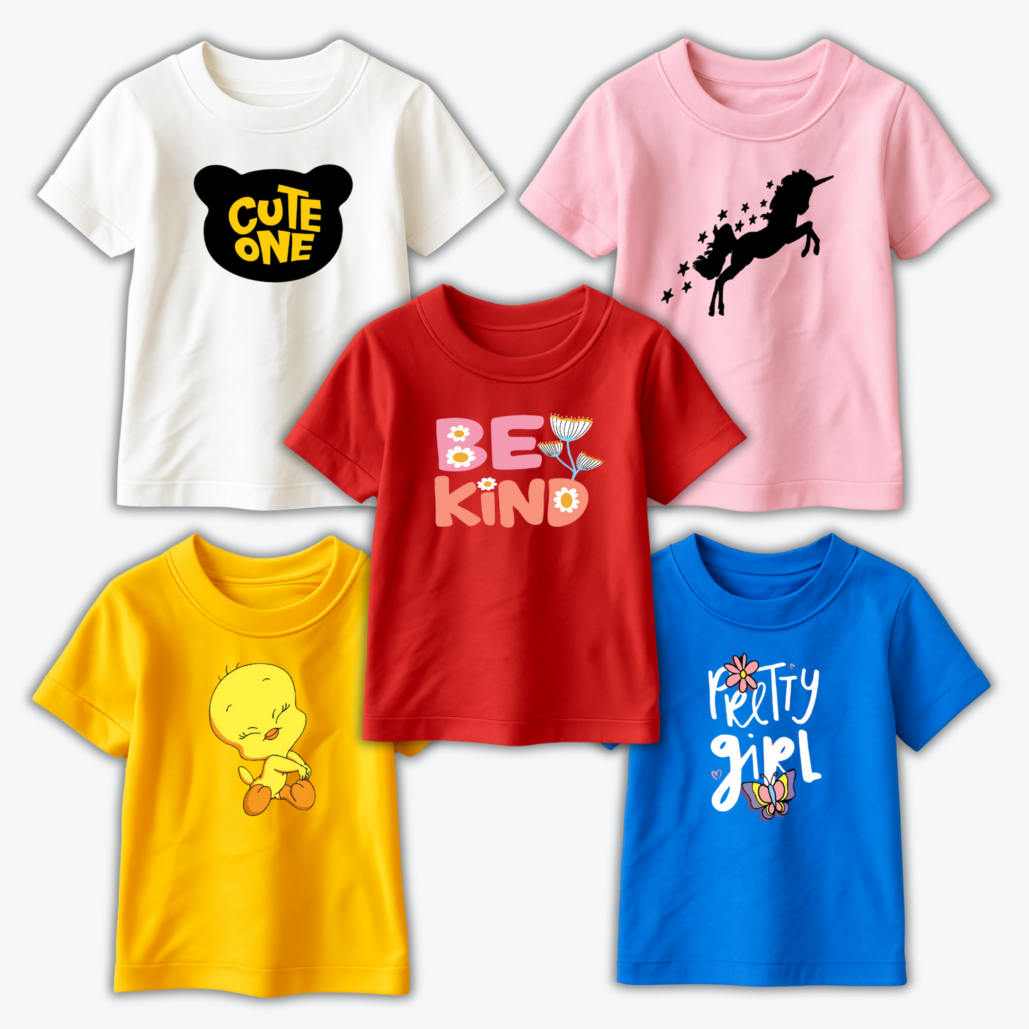 Pack of 5 Printed T-shirts for Kids