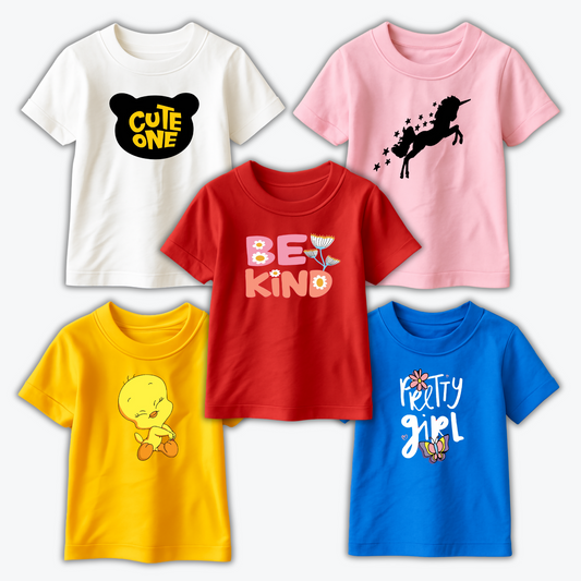 Pack of 5 Printed T-shirts for Kids