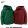 Pack of 2 Basic Zipper Hoodies for Kids