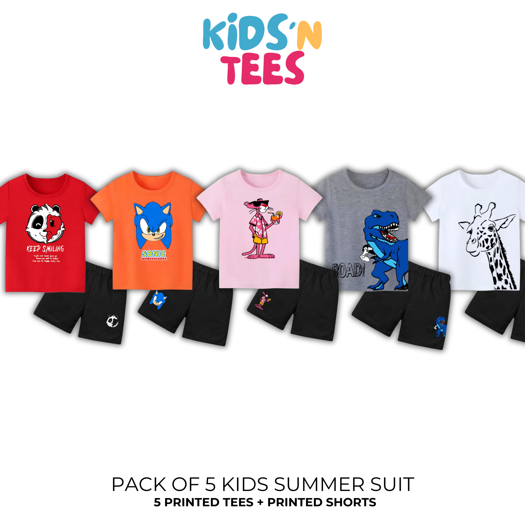 Printed Summer Suits For Kids - Pack of 5 - Kids N Tees
