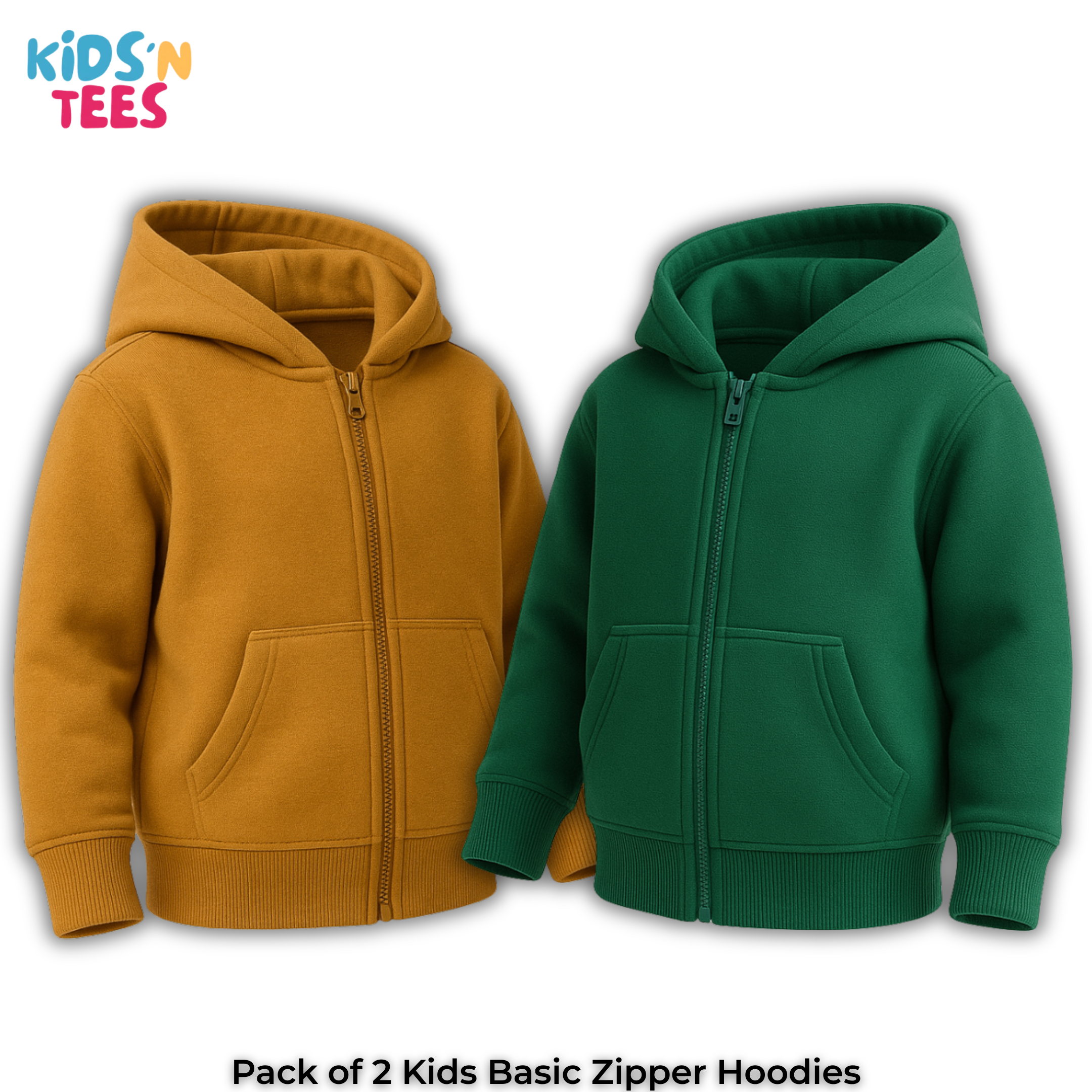 Pack of 2 Basic Zipper Hoodies for Kids