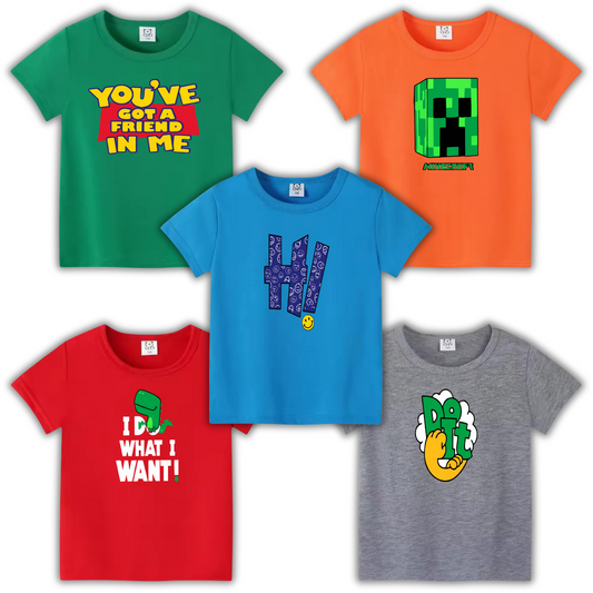 Pack of 5 Printed T-shirts for Kids