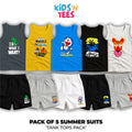 Pack of 5 Summer Suits for Kids (Tank Tops Pack)